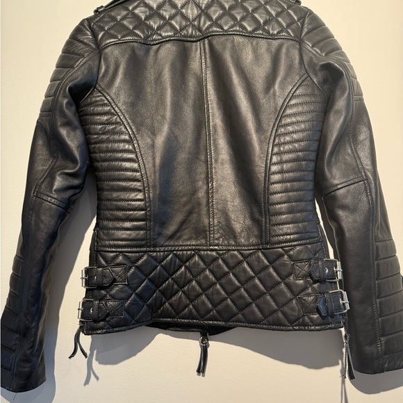 Women's Black Leather Jacket - Picture 3 of 7